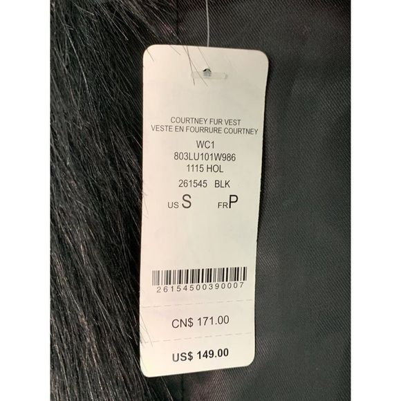 NWT $149 Bebe Courtney Soft Plush Faux Fur Tie Front Vest sz S Black 6308 - Picture 4 of 11